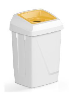 Filmop Kôš odpadkový ATLAS FIT, 50L, plast, biely so žltou vložkou na sklo/plast/kov