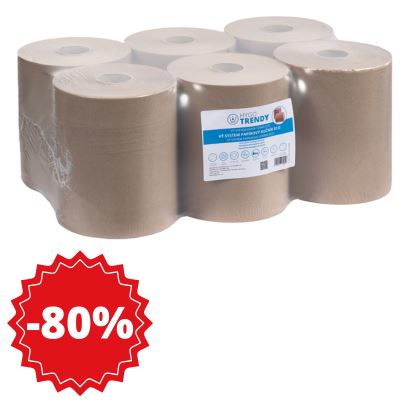 Papierová utierka HYGOTRENDY SYSTEM ECO, v rolke, 1 vrstva, hnedá/prírodná, 1x6 roliek
