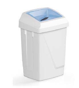 Filmop Kôš odpadkový ATLAS FIT, 50L, plast, biely s modrou vložkou na papier