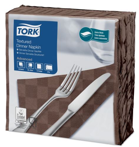 Tork Textured hnedá servítka – na večeru, 38 x 39 cm, 2-vrstvové, 50 ks