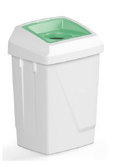 Filmop Kôš odpadkový ATLAS FIT, 50L, plast, biely so zelenou vložkou na sklo/plast/kov