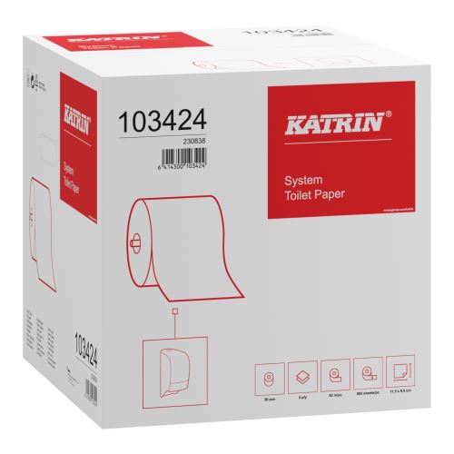 Toaletný papier KATRIN CLASSIC System ECO Toilet, 2-vrstvový, biely, 1 balenie po 36 rolí,