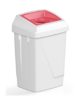 Filmop Kôš odpadkový ATLAS FIT, 50L, plast, biely s červenou vložkou na sklo/plast/kov